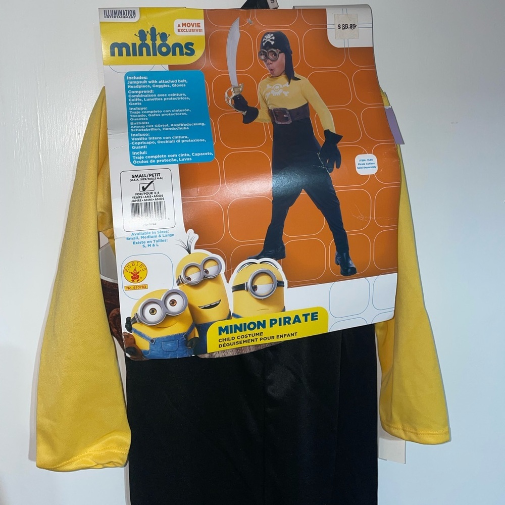 Minion Pirate Halloween Costume Sz Small 4 New